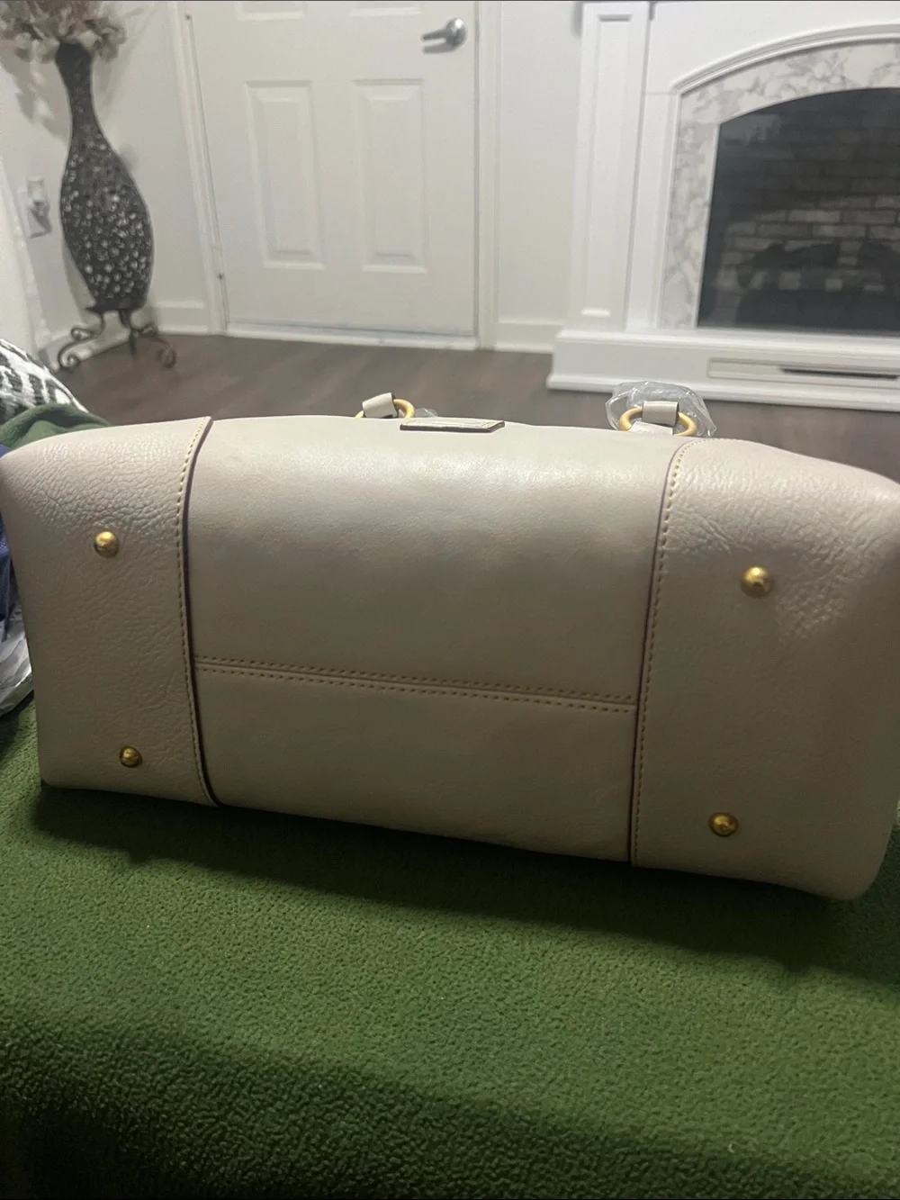 Dooney & Bourke Cream Leather Satchel with Gold Hardware